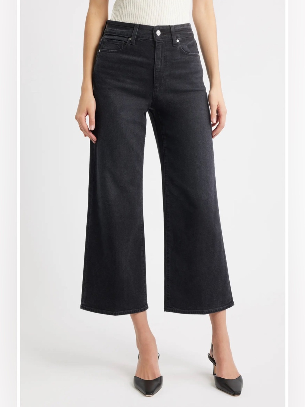 Paige Anessa Wide Leg Jeans in Black